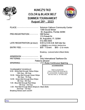 Nunez Color & Black Belt Summer Tournament